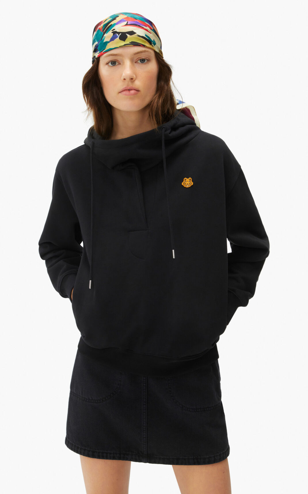 Kenzo Hooded cowl neck Sudaderas Con Capucha Mujer Negras | 3902486-KH